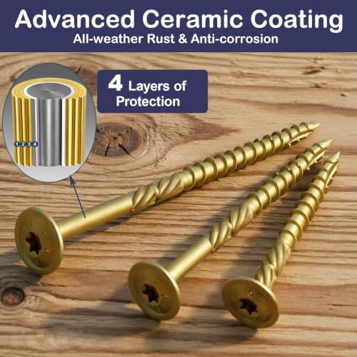 Lag Screws, 5/16" x 4" Structural Screws, 50PCS Construction Lag Screws, Rust Resistant, T40 Star Drive Bit Suitable for Outdoor Wooden Structures, Decks, Fences, Frames 5/16" x 4" 50
