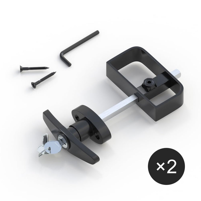 SKYSEN 2 Pack Shed Door Lock Latch, Shed Door T Handle Lock, 5-1/2" Steam- 2 Keys- Shed Door Hardware- Black(Shed Lock-2)