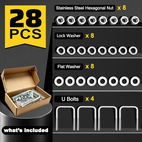 4 Pcs 304 Stainless Steel Square U-Bolts with Washers & Nuts