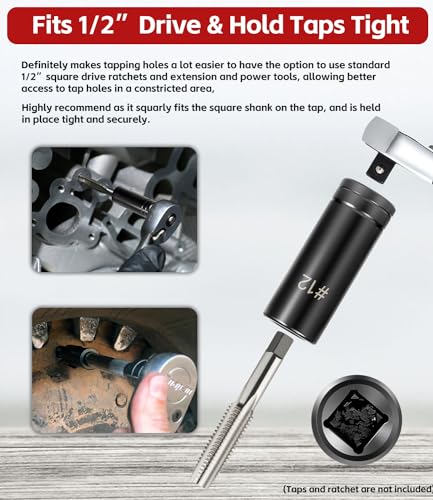 71670 Tap Socket Set Fits 5/8", 11/16", 3/4", 7/8" and 1" Taps, 1/2" Drive, Tap Sockets Adapter For Larger, M.C.T.I. Standard Taps, Large Tap Socket Wrench Set