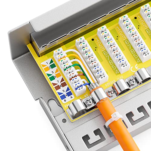 deleyCON CAT 6 Patch Panel Distribution Panel 8 Port 1 HE RJ45 - Light Grey | Desktop & wall mounting, shielded, 8x RJ45 socket, LAN network installation cable, TIA568A TIA568B, RAL 7035 Grey (RAL 7035 light grey)