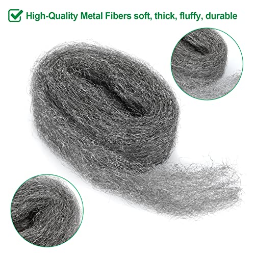 15 Pack 2.4" x9.8 ft Steel Wool for Mice Control - #3 Steel Wool Fill Fabric DIY Kit - Coarse Wire Wool Hardware Cloth - Gap Blocker Keep Mice Away from Holes, Siding, Pipeline, Vents in Garden Garage