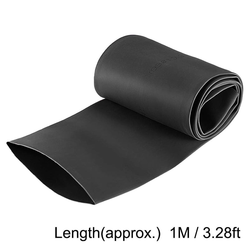 sourcing map heat shrink tubing 60mm dia. 98mm flat width 2:1 ratio cable sleeve 1m black