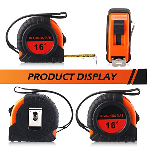 Yunsailing 8 Pack Tape Measure Bulk 16 Feet Retractable Measuring Tape Small Measure Easy Read with Fractions 1/8 Measurement (Orange) Orange