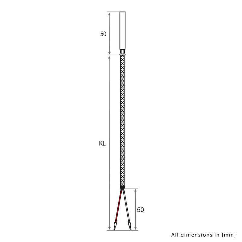 iOVEO 039HG02201 - smoke gas sensor / temperature sensor / collector sensor up to 400°C with GLS connecting cable and PT1000 sensor 1 meter single