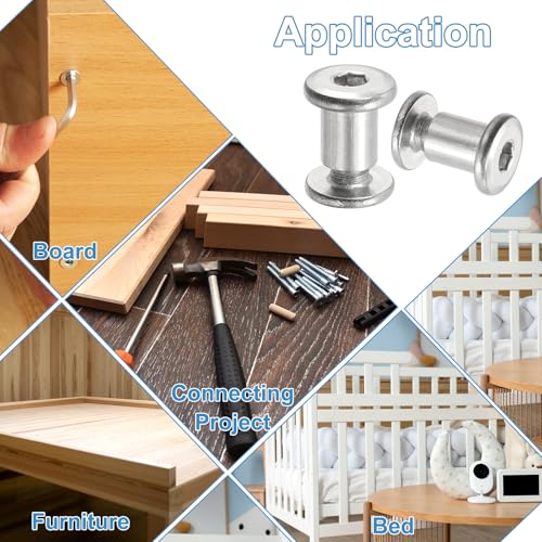 PATIKIL Hex Chicago Screws, 20 Set Binding Screw Posts M6 x 50 mm Connecting Hex Drive Socket Cap Bolt Nuts for Scrapbook Leather Belt Album Photo Furniture Repair, Silver