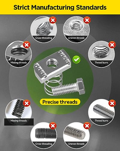 3/8"-16 Spring Channel Nut and Bolt - 16 Pack, White Strut Channel Caps - 20 Pack
