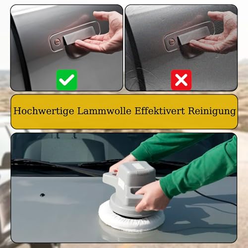 Set of 4 Lambswool Polishing Covers for Einhell Cordless Car Polisher CE-CB 18/254 Li, CC-PO 90, Polishing Machine Battery for Einhell, for 220 mm - 250 mm Polishing Attachment