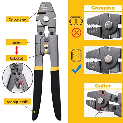 328ft 1/16" Wire Rope Crimping Tool Kit 328ft Wire Rope Set + Crimper