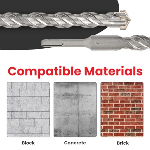 1-1/4 X 21 in SDS Plus Bits, Rotary Hammer Drill Bits, Carbide, Masonry Drill Bits for Concrete, Stone, SDS Plus Hammer Double Flute, Masonry Drill Bit, Concrete Drill Bit 1-1/4 in 21 inch long