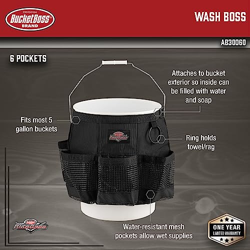 Bucket Boss 5 Gallon Bucket Car Wash Organizer with Seat Small Parts Storage for Bucket