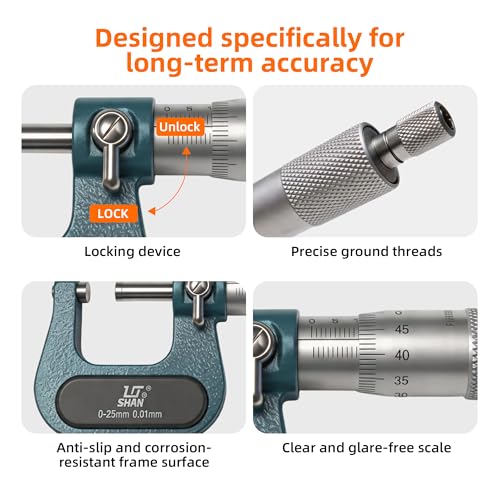 Digital Outside Micrometer, 0-1", Dual Ball Anvil, ±0.00015" Accuracy qfc05