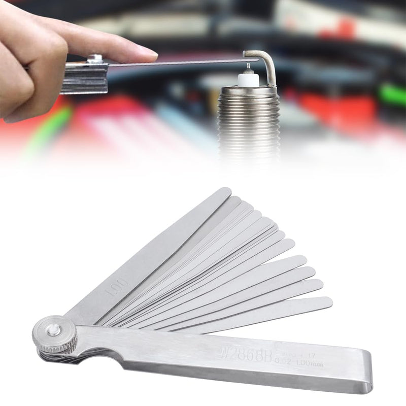 Mesee stainless steel feeler gauge set, 17 blades, high-precision feeler gauge, 0.02-1.00 mm gap width measuring tool, for valve tappets, spark plug gaps, piston rings, brake bands