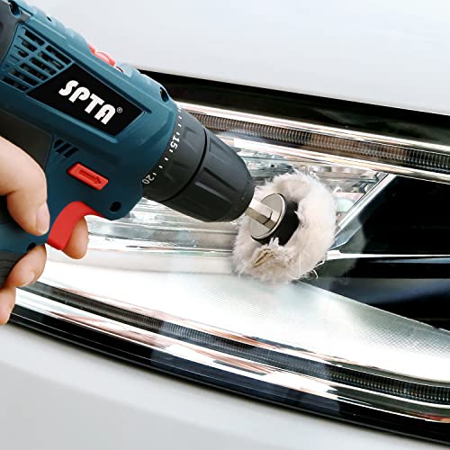 Polishing Disc for Drill, SPTA Polishing Attachment Cordless Screwdriver – Includes High-Quality Hex Shank – Gentle Polishing Wheels for Drill – 8-Piece Polishing Attachment -PMMIX001