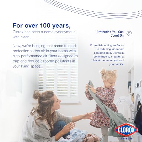 Clorox 18x18x1 Air Filter, MERV 11 Pleated HVAC AC Furnace Air Filters for Dust, Pollen and Pet Dander, MPR 1000 & FPR 7 – Pack of 4 MERV 11 Plus