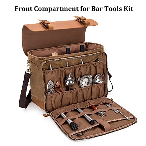 Lodrid Vintage Bartender Bag with Flexible Compartments for Wine, Bag Only