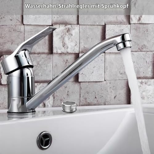 Pack of 4 Aerators for Taps M24 - Stainless Steel Tap Attachment for Kitchen and Bathroom - Aerator Insert D24 mm with Fine Sieve and External Thread
