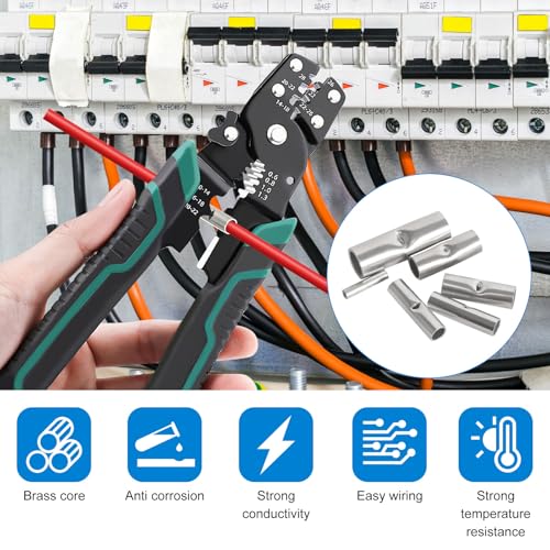 Butt Connectors, 200 Pieces, Butt Connectors, Non-Insulated Crimp Connectors, Butt Connectors, Crimp Sleeves, Uninsulated Set for DIY Electrical Splicing