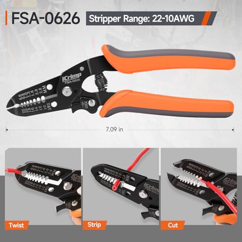 iCrimp Ratchet Crimping Tool Set with Quick Change Jaws AWG 20-2 ICR-SET8