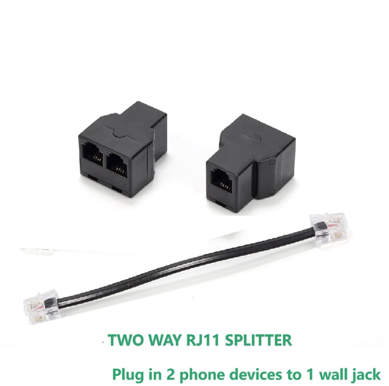 Vthahaby Phone Line Splitter,Telephone Splitter,with RJ11 6P4C Plugs,Suitable for Telephone,Fax Machine,Black (Black 5Pack)
