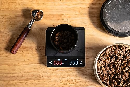 MiiCoffee Nano Pro Coffee Scale with Timer, Espresso Scale with Auto Tare, Aluminum Body, Touch Sensor and Silicone Cover Nano Pro (Black)