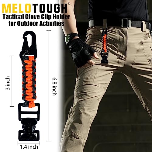 MELOTOUGH Magnetic Suspenders Tool Belt Suspenders with Large Moveable Phone Holder, Pencil Holder,Tactical Glove Clip Braided Paracord Work Glove Holder Clip for Tactical Backpack, Tool Belt(Orange)
