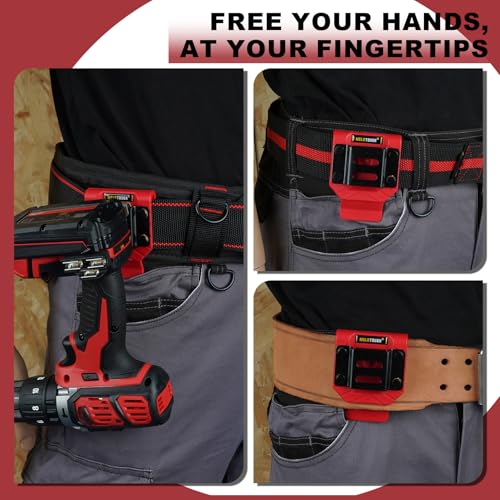 MELOTOUGH Drill Belt Clip & Holster, Tool Pouch with 13 Pockets, Red Plastic