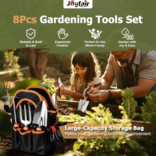 Joyfair 8 Pcs Gardening Tools & 2PCS Stainless Steel Garden Hose Holder