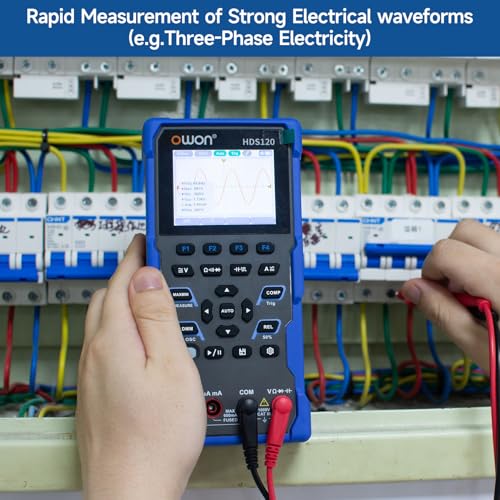 OWON HDS120 Oscilloscope 2 in 1 1MHz Handheld Multi Functional Oscilloscope Multimeters, 20000 Counts Digital multimeter 2.8 inch IPS screen Display Universal Test Instrument (oscilloscope+multimeter)