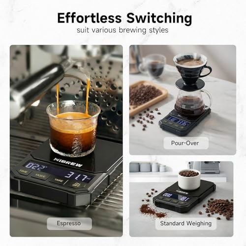 HiBREW Coffee Scale with Timer, 2kg/0.1g Precision, Battery Powered