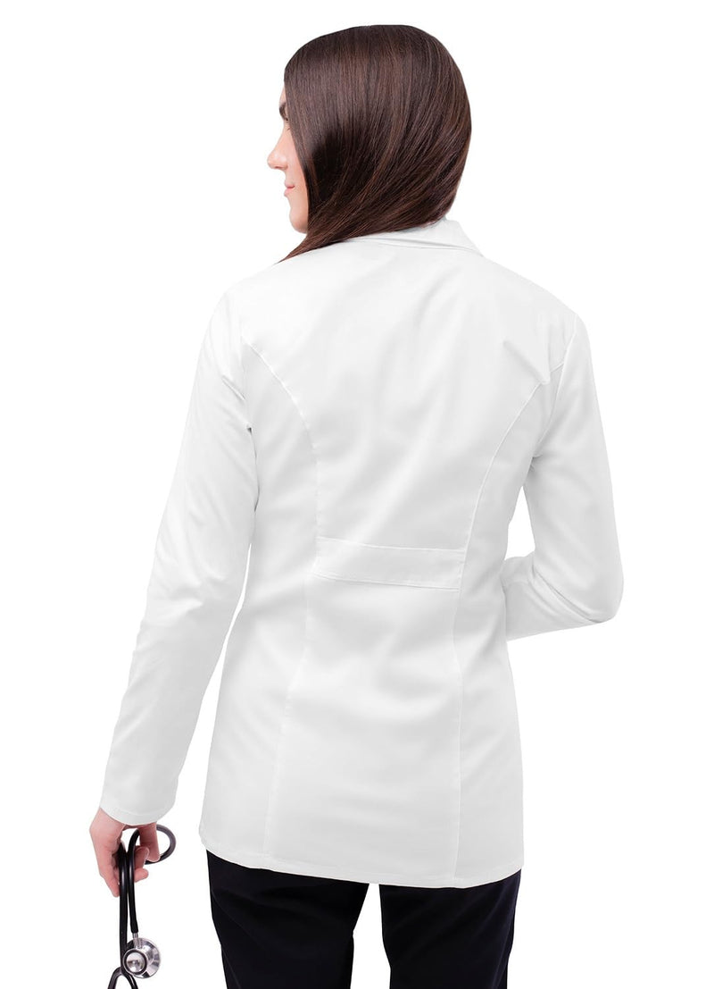 Adar Universal Stretch Lab Coat for Women - 28" Tab-Waist Lab Coat Small White