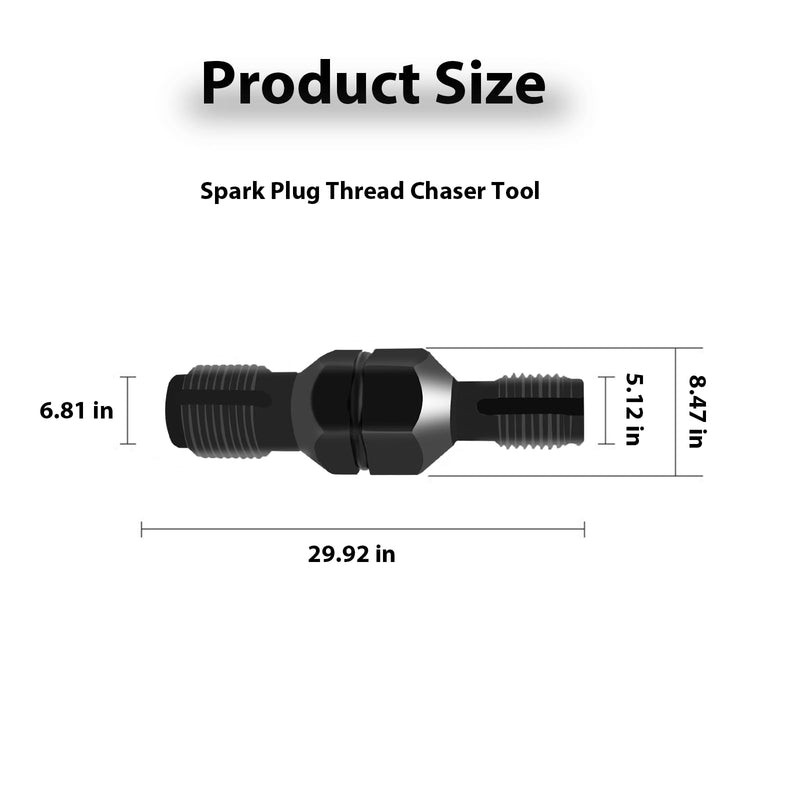 Spark Plug Thread Chaser Tool, Double-Ended Spark Plug Thread Insert Chaser Tap Hole, High Carbon Steel Thread Repair Tool with M14 X 1.5 / M18 X 1.5 Threads