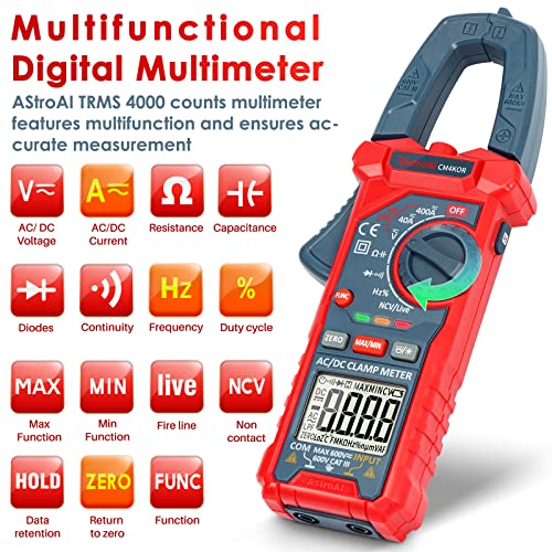 AstroAI Multimeter TRMS 4000 Counts Auto-Ranging + 4000 Counts Auto-ranging Digital Clamp Meter