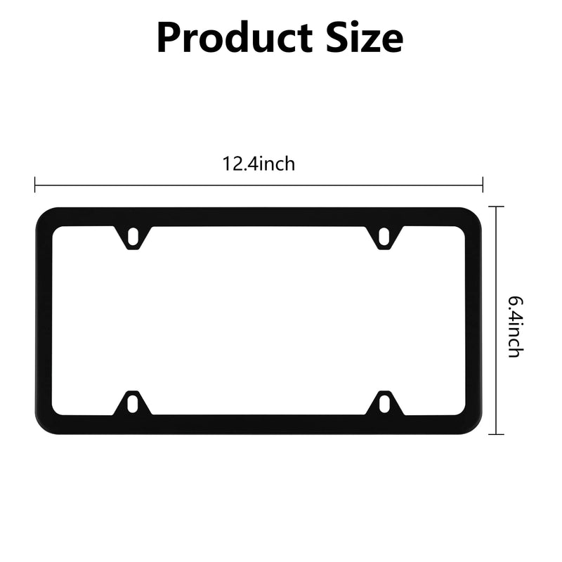 Alpmosn 2PCS Stainless Steel License Plate Frames, 4 Holes Car Licence Plate Covers with Screws Washers and Caps, Car Exterior Accessories, License Plate Holder for US Vehicles (Black) Black