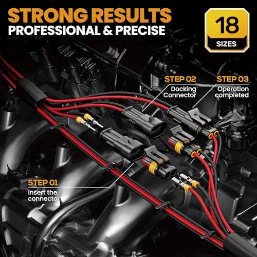 SOMELINE Waterproof Automotive Connector Crimping Tool Kit, 1/2/3/4/5/6 Pin 18 Types (1-6 Pin) + 3 Tools