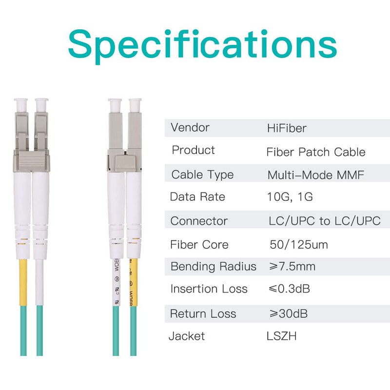 30m OM3 LC to LC Fiber Cable with 1 Pair of Fiber to Ethernet Media Converter, Gigabit Multimode SFP LC Converter, 1000Base-SX to 10/100/1000M RJ45, MMF, 850nm, up to 500m