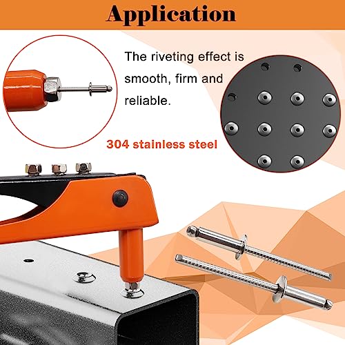 100pcs 1/8" x 1/2" Stainless Steel Blind Rivets, 3.2 x 12.7mm Stainless Steel Pop Rivets, Pack of 100