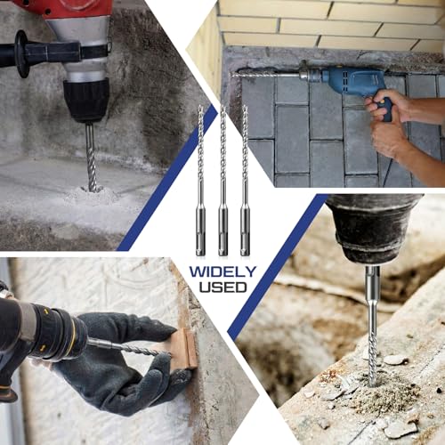 30 Pcs Rotary Hammer Drill Bits Bulk, Concrete Drill Bit Set, Carbide Tipped for Concrete Brick Stone Masonry Wall Anchor Drilling Construction 1/4 x 6 Inch