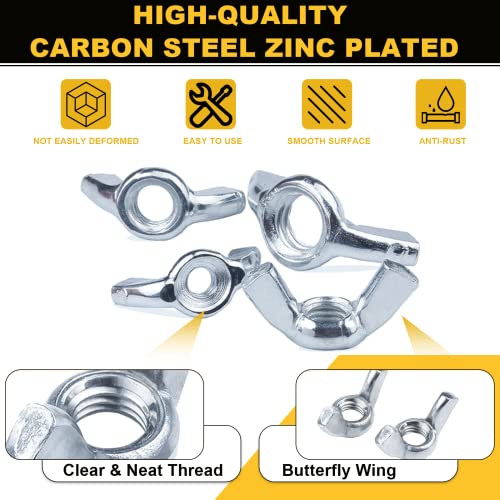 Siptenk 200PCS Metric & SAE Wing Nuts Assortment Kit M3-M12 6-32 to 3/8"-16 200 SAE & Metric