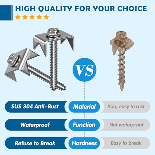 Fence Staples Fence Screws 304 Stainless Steel Fence Nails, HAGWARE Reusable Fence Nails for Wire Fence, Fencing Staples for Mesh and Woven Fencing Fence Staples 105Pcs 1.8" Screw x 105Pcs