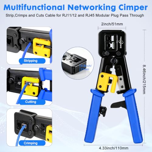 RJ45 Crimp Tool Kit Pass Through Ethernet Crimping Tool Kit(Tool Set 206) Tool Set 206