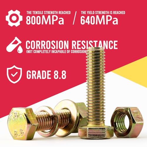 1000pcs Grade 8.8 Bolts and Nuts Washers Assortment Kit,M4 M5 M6 Metric Bolt Assortment Set,15 Most Common Sizes,10-40mm 1000pcs M4 M5 M6 Bolts and Nuts Kit