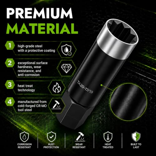 AUTOPTIM 10 Spline Lug Nut Socket Key - for TA20-17/19 Bimecc 10 Point Nuts