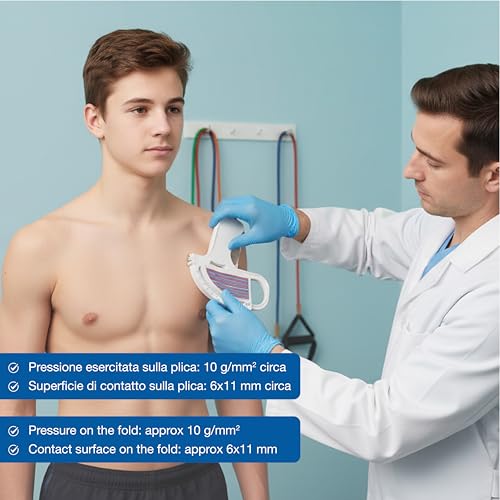 GIMA FAT-1 Skinfold Thickness Meter - Body Fat Measurement Device, Skin Wrinkle Measurement Pliers - Kit for Measuring Skin Wrinkles - Multilingual Manual (IT)