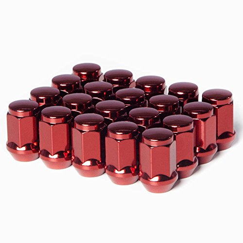 Circuit Performance 12x1.5 Red Closed End Bulge Acorn Lug Nuts Cone Seat Forged Steel (20 Pieces) 20 Lug Nuts