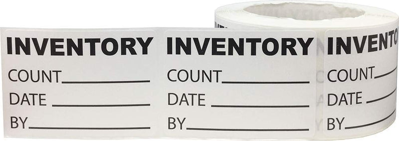 Inventory Count Labels – White with Black Text, 3.5 x 2.5 Inch Adhesive Stickers with Count, Date, and By Fields, 500 Total Labels Per Roll for Stock Control, Retail, and Warehouses – Made in the USA