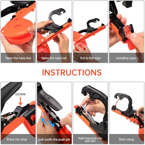 Lightweight Plant Tying Machine Tool with 10 Rolls Tapes & 10000 Staples for Tomatoes, Grapes, Cucumbers, Peppers & Vining Vegetables - Reduces Hand Fatigue for Gardeners & Farmers