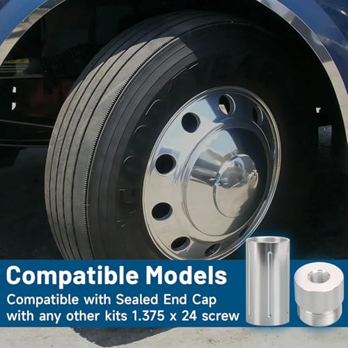 1.375''X24 Aluminum Alloy Cone Shaped Parts Fit for Sealed End Cap Aluminum Alloy End Cap Compatible with Tire Anti Theft Cover Fit for Fretlina Kenworth Peterbilt Volvo MCCA 12 Pack (Silver) Silver