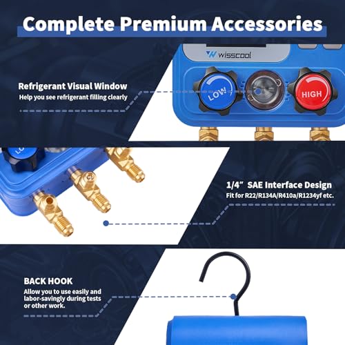 WISSCOOL Dual Digital Manifold Gauge for 94 Refrigerants