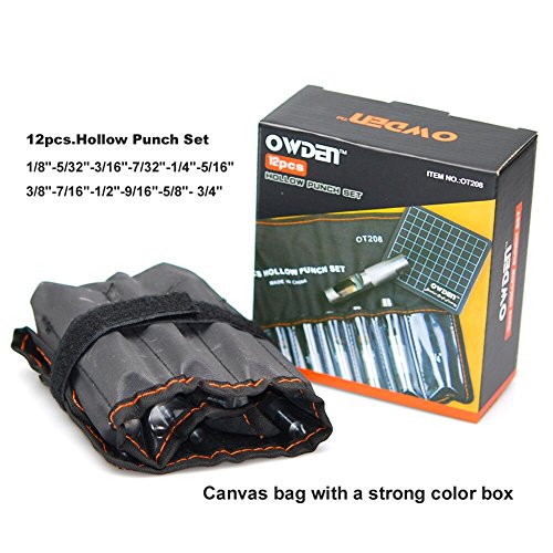 OWDEN 12Piece Leather Hole Punch Set,(1/8”-3/4”) with a Cutting Mat.